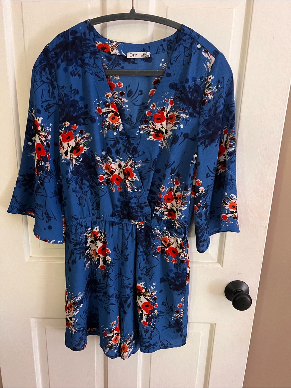 Dex Blue Floral Long-Sleeve Romper